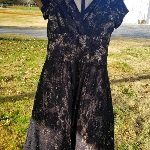 Black lace over nude dress. Brand: Perceptions N.Y. size 8